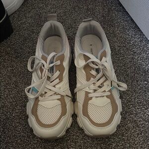 White and Tan Sneakers